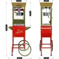 thumbnail image 4 of Commercial Popcorn Machine with Cart - 12oz Vintage Style Popper, 850W, Tempered Glass & Warming Deck, Wheels for Home Theater, Parties, Events, Red, 4 of 7