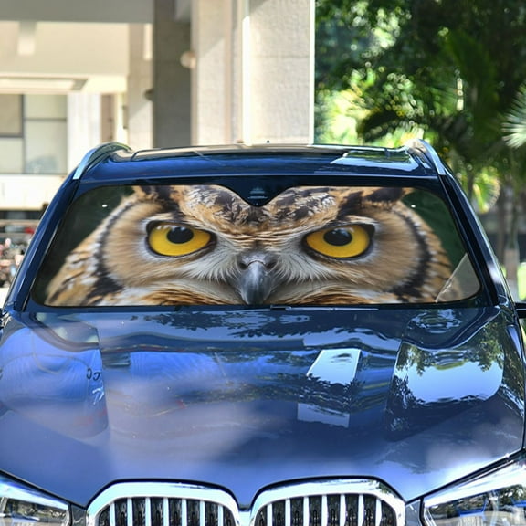 Owl Head Automotive Front Car Windshield Sun Shade Reflector Foldable for Front Fit for Cars Truck SUVs