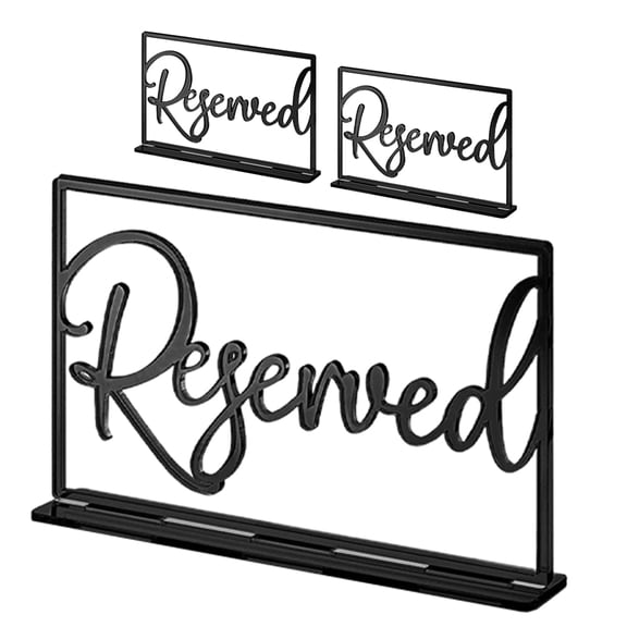 YOSADIER 3Pcs Reserved Seating Signs Wedding Black Acrylic for Ceremony Reception and Business Events