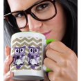 thumbnail image 2 of 3drose, Two Purple Owls with Beige and White Chevron, 11oz Two-tone Green Mug, 2 of 6