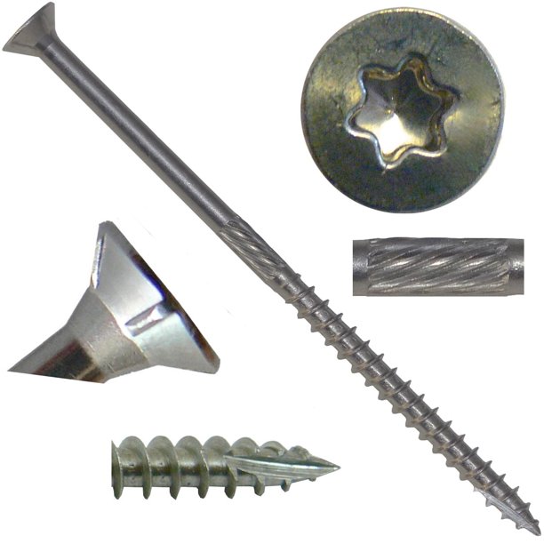 10 x 31/2" Silver Star Stainless Steel Wood Screw Torx/Star Drive