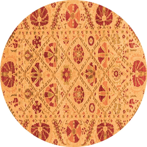 Ahgly Company Indoor Round Abstract Orange Modern Area Rugs, 4' Round