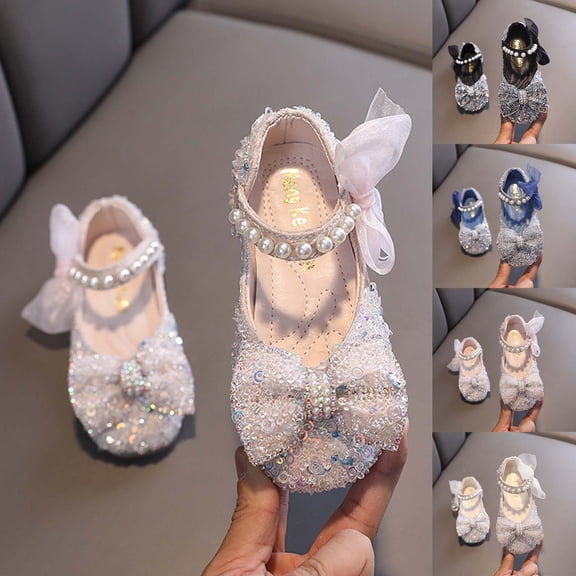Flower Girl Shoes Toddler Little Kid Ballet Flats Bowknot Wedding Party Mary Jane Girls Dress Shoes Pink 3(36)