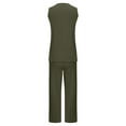 thumbnail image 5 of EQWLJWE Women's Two Piece Lounge Sets with Solid Color Sleeveless Pullover Tops and Wide Leg Pants Summer Tracksuits for Work Beach Vacation Army Green(S-2Xl), 5 of 5