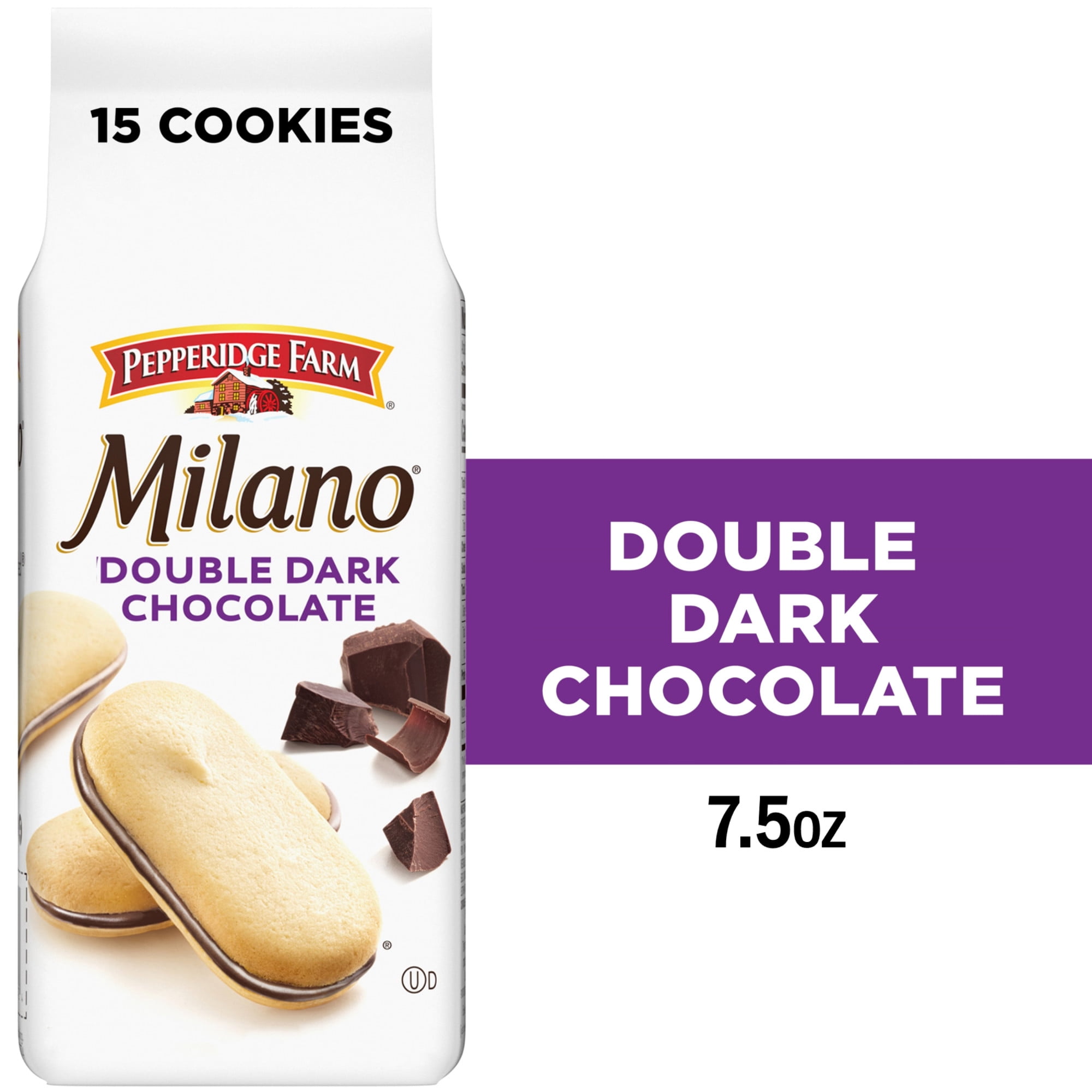 (3 pack) Pepperidge Farm Milano Double Dark Chocolate Cookies, 7.5 oz Bag (15 Cookies)