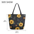 thumbnail image 5 of Open Top Canvas Tote Bag with Zipper Reusable Shopping Bag 13.5x15" Roomy Carryall Yellow Sunflower Pattern, 5 of 9