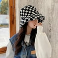 thumbnail image 3 of CoCopeanut Topi Wanita Baru Topi Ember Bulu Kelinci Imitasi untuk Wanita Topi Nelayan Jaring Kotak-kotak Topi Surya Gorras Musim Dingin Topi Hip Hop, 3 of 6