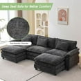 thumbnail image 6 of IPKIG Sectional Sofa Comfy Cloud Couch for Living Room with Pillows, Modern Chenille Sofa Sleeper Deep Couches with Two Ottoman (Black, 5-Seat), 6 of 8