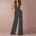 thumbnail image 2 of Ketyyh-chn99 Jumpsuits for Women Tummy Control Long Sleeve Bodysuit Jumpsuit Tops Casual Summer Dressy Romper Sleeveless Wide Leg Long Pants Outfits Black,L, 2 of 5