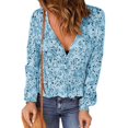 thumbnail image 2 of Blusa Túnica Camisa Fluida De Otoño Blusa Con Cuello En V Blusa Floral De Otoño Top Con Dobladillo Con Volantes Blusa De Mujer De Manga Larga Con Cuello En V Floral Con Volantes ANGGREK Otros, 2 of 5