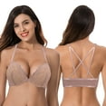 thumbnail image 3 of Curve Muse Womens Push Up Add 1 and a half Cup Underwire Halter Front Close Bras -2PK-Mauve,Rust-38DD, 3 of 7