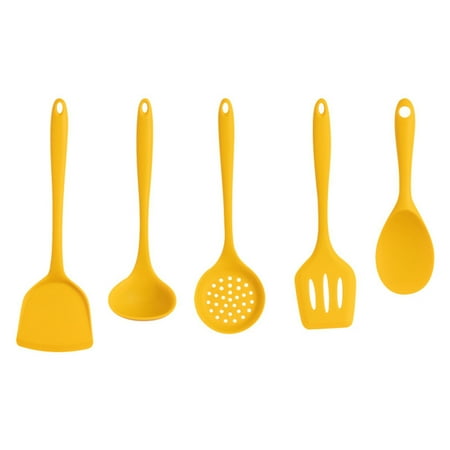 

Journey 5 Pack Silicone Kitchen Utensils Set for Cooking Baking Yellow Non Stick Spatula Set Heat Resistant Kitchen Gadget(5PCS)