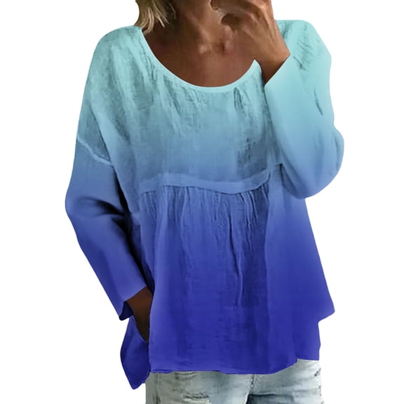MEICHEN Casual Tops for Women Long Sleeve Sweater Sports Fan Round Neck Tops Soft Workout Pullover