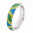 thumbnail image 3 of Solid 925 Sterling Silver Stackable Multi color Enameled Ring Eternity Band Size 8, 3 of 6