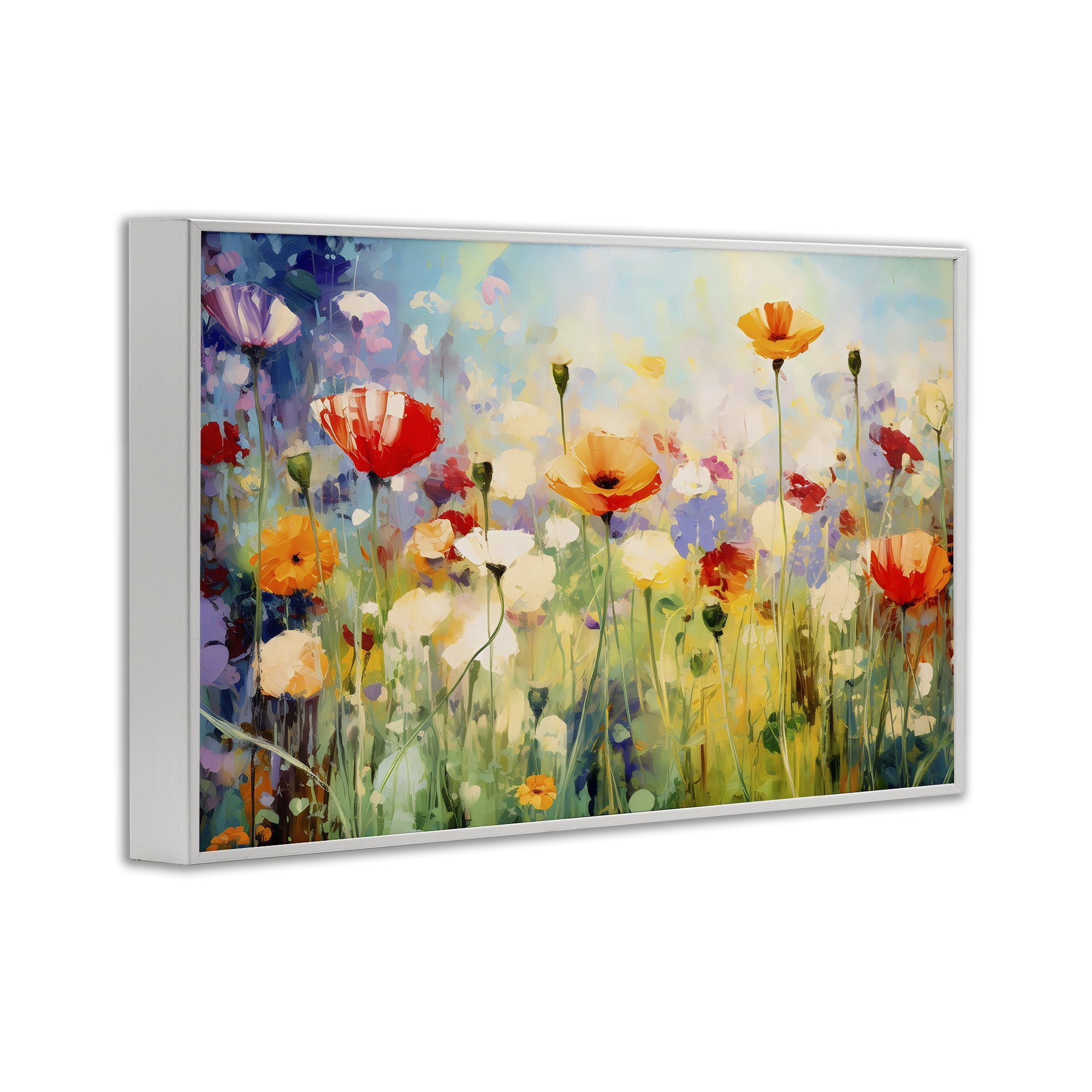 Stupell Industries Sunlit Meadow of Colorful Blooms White Framed Giclee Art, design by Creative Studio