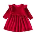 thumbnail image 2 of Esaierr Toddler Girls Velvet Dress Long Sleeve Warm Dress Baby Solid Color Casual Fall Winter Dress Clothes for Newborn 9M-5Y, 2 of 5