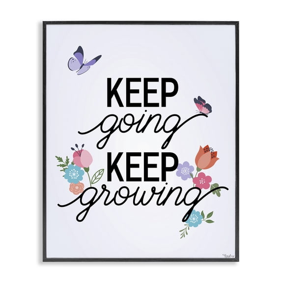 Stupell Industries Keep Going & Growing Quotes and Sayings Painting Black Framed Art Print Wall Art, 11 x 14
