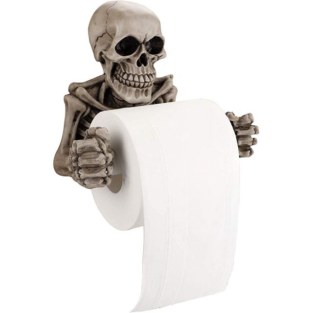 RV Soporte de papel higiénico con forma de calavera, soporte de pared para rollo de papel higiénico, soporte para toallas de tela de esqueleto, soporte para rollo de papel higiénico de resina para baño, decoración de pared para el festival de fantasmas de Halloween Sailing Electrónica