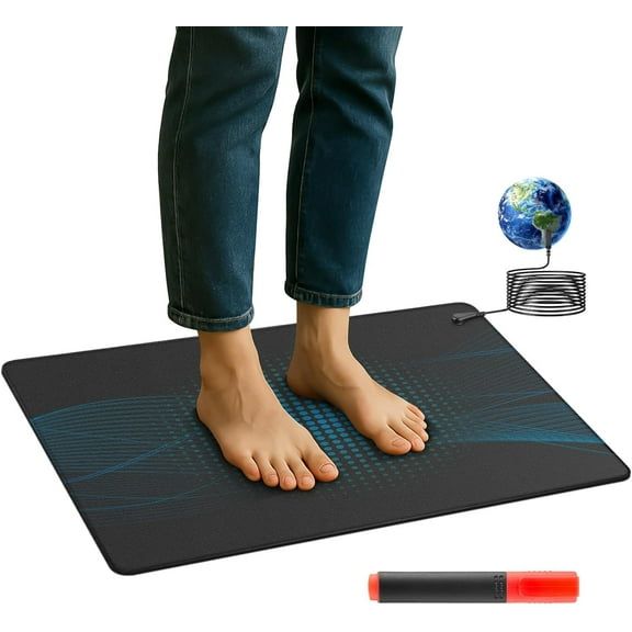 Grounding Mat Kits, 23.6"x13" Earthing Mat, 15-Foot Cord, Conductive Carbon Grounding at Home, Office, Work, Desk,Grounding Pad for Health