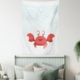 thumbnail image 4 of Hermit Crab Tapestry, Cartoon Style Smiling Crab Bubbly Underwater, Wall Hanging for Bedroom Living Room Dorm Decor, 60W X 80L Inches, Dark Coral Sky Blue, by Ambesonne, 4 of 5