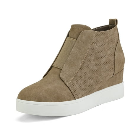 

Dream Pairs Women s Fashion Platform Wedge Sneakers Ankle Booties WEDGE-SNKR-1 TAUPE Size 8.5