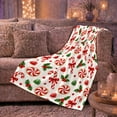 thumbnail image 6 of decorative motif Cane Peppermint Christmas Living Room Festive, Festive Holiday Scene, Warm Flannel Blanket for Living Room and Reading Nook, Art Lovers Christmas Gift, Festive Home Decor, 6 of 9