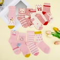 thumbnail image 5 of Bocaoying 10 Pairs Cotton Socks for Girls, Ultimate Cute Crew Socks, Fashion Stretch Socks with Cartoon Animal and Fruit Pattern for Girls 6-8 Years Old, 5 of 7
