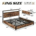 thumbnail image 7 of Fluest King Bed Frame with 2-Tier Storage Headboard, USB Port and LED Light, 4 Storage Drawers, Brown, 7 of 7