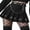Black, variant on Musuos Women High Waist Gothic Punk Mini Skirts, Cross Pattern Mini Pleated Skirt