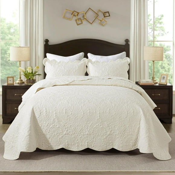 Juego de Ropa de Cama HoneiLife Queen Microfibra 3 Piezas Beige