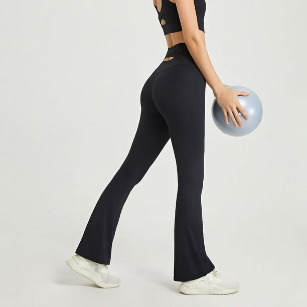 SuoKom Yoga Leggings For Women Tummy Control Women's Casual Slim High  Elastic Waist Solid Color Sports Yoga Flare Pants Yoga Full Length Pants  Leggings For Women On Clearance 