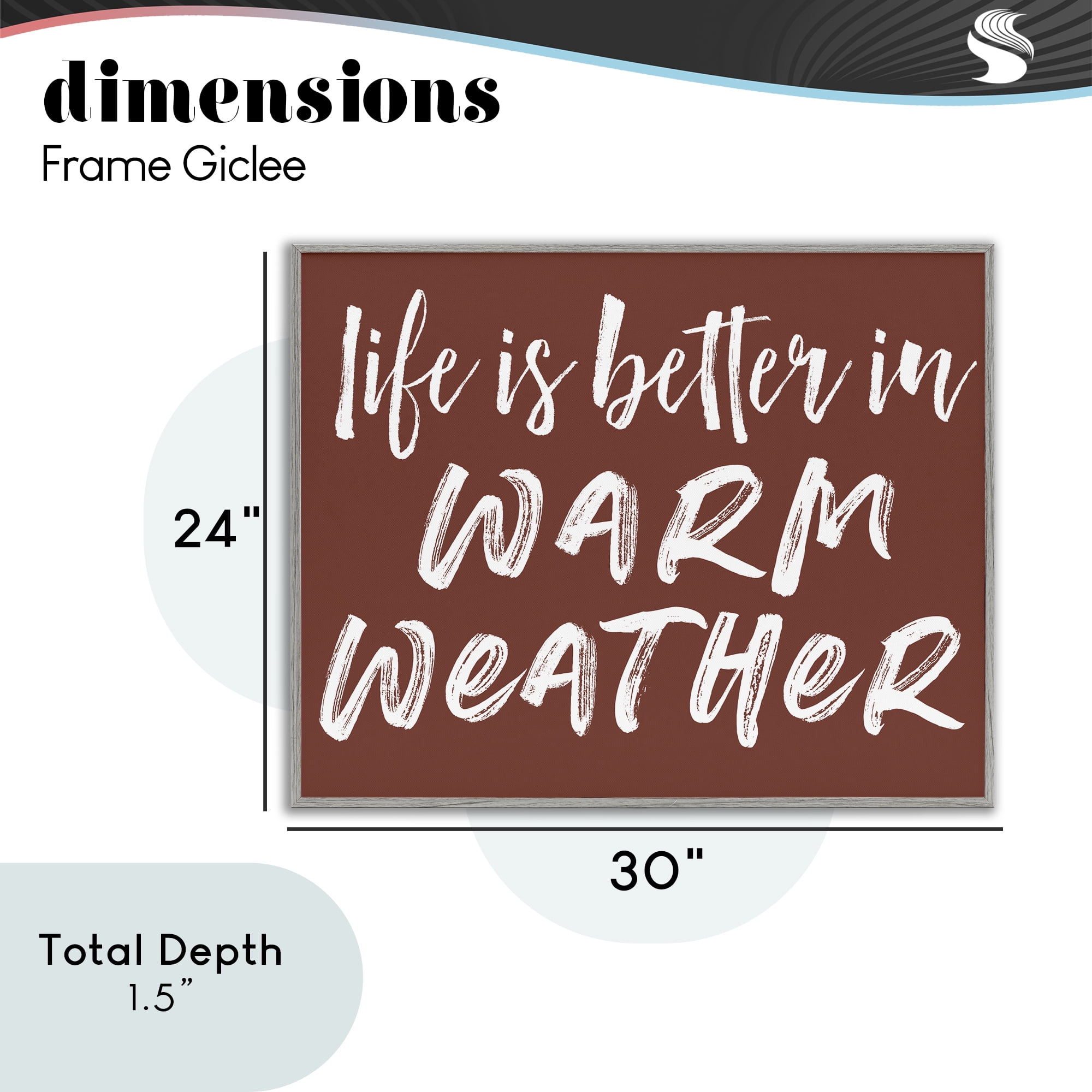 Life Is Better In Warm Weather Gray Framed Giclee Art, design by Lettered and Lined