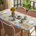 thumbnail image 3 of Easter Table Cloths for 3 Foot Rectangle Tables, Spring Watercolor Bunny Eggs Flowers Wood Grain Patio Waterproof Elastic Fitted Tablecloths, Washable Rectangular Table Cover for Camping, 3 of 8