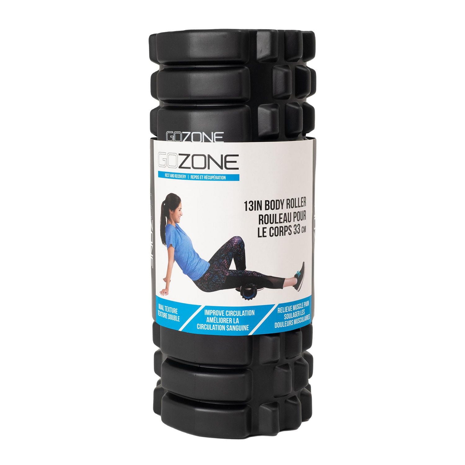 Rouleau pour le corps 33 cm GoZone – Noir Surface texturée double