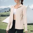 thumbnail image 6 of BADHUB Women Sun Protection Jacket Hoodie UPF 50+ Long Sleeve Zip Up Sun Shirt Clothing Lightweight Outdoor Athletic Jacket Beige XL, 6 of 7