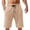 Khaki, variant on Mens Shorts Knee Length Summer Lightweight Breathable Elastic Waist Straight Leg Loose Beach Shorts with Pockets