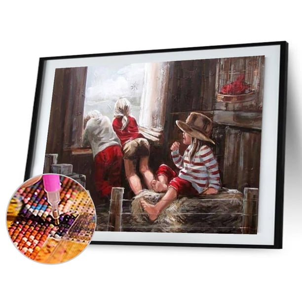 Cuadros Decorativos Juegue a los niños 5D DIY Diamond Painting Kits Full Round Drill Wall Decor (sz2659) Wdftyju embutido en tela