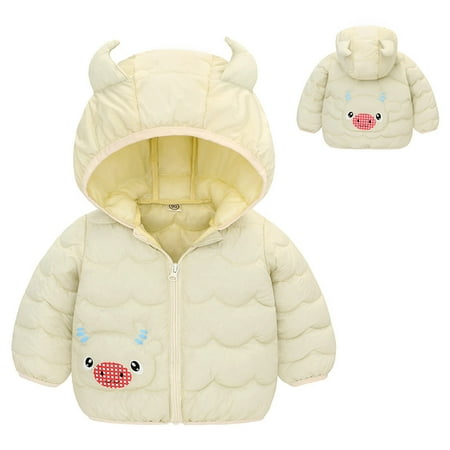 

WZHKSN Sweater For Child Toddler Boys Girls Winter Cartoon Cow Hooded Jacket Thicken Windproof Warm Outwear Coat