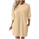 thumbnail image 1 of WILLBEST Vestidos De Lino Para Mujer "Vestido Recto Holgado De Color Puro Con Mangas Cortas Para Mujer, Primavera/Verano, Informal, Cuello Redondo, Liso, Básico", 1 of 3