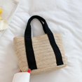 thumbnail image 4 of 3 Bolso simple del verano tejido bolso de paja bolso de mano bolso de hombro para acampar, 4 of 5