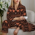 thumbnail image 6 of Salouo Vintage Pumpkin Pattern Pattern Women's Pajamas Set Long Sleeve Button Down Sleepwear Soft Pj Lounge Sets for women 2 Piece Pjs Set with Long Pants-Small, 6 of 7