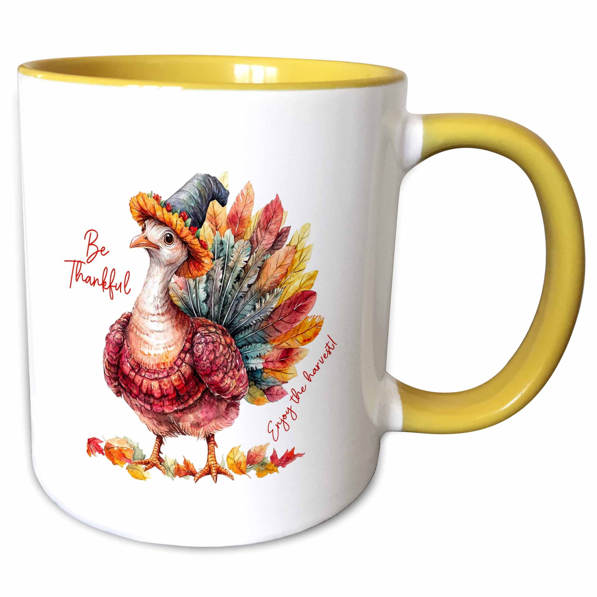 3drose Proud Mister Turkey. Autumn Birds. Funny Art Gift Card for Anyone 11oz Two-tone Yellow Mug