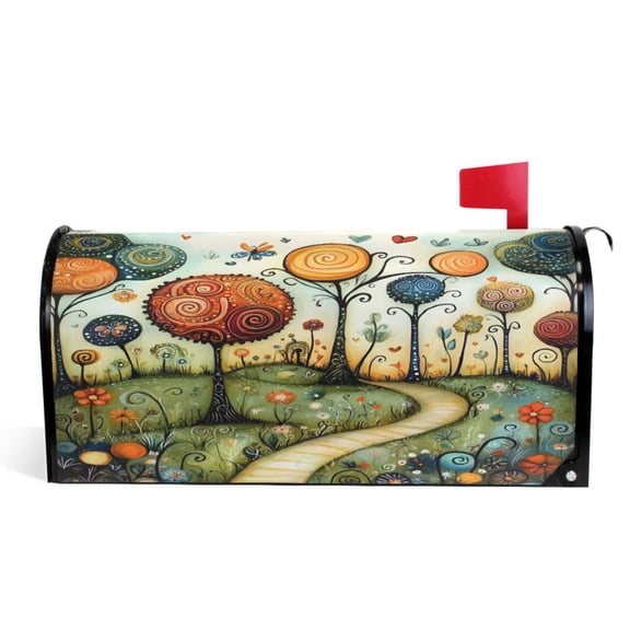 Ryvnso Mailbox Cover Cute Forest Landscape Magnetic Mailbox Wrap Standard Size 21x18 Inch