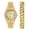 Gold, variant on 2 Pieces Men Rhinestone Watch Bracelet Set Luxury Fashion Jewelry for Men