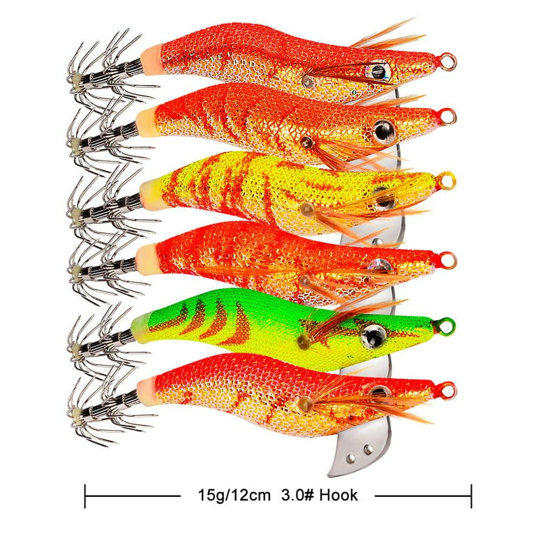 Simulation Jigs Lead Sinker Lifelike Wood Shrimp Lures Squid Hook