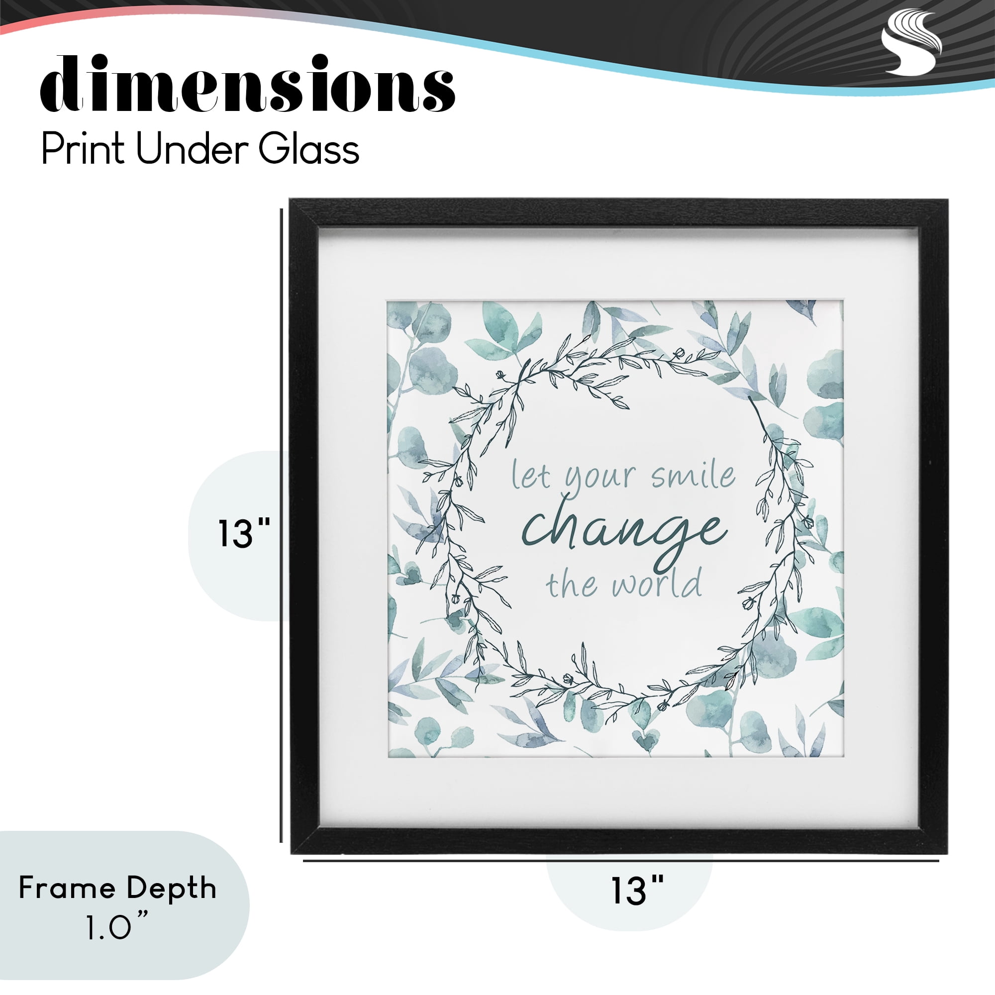 Stupell Industries Smile Change The World Black Framed Print Under Glass, design by Kim Allen