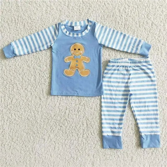 Conjunto de ropa de dormir para bebé, niño y niña, traje de Reno bordado de Navidad, rayas rojas, pantalones de algodón, pijamas para niños pequeños