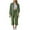 Army Green, variant on Women's Summer Cotton Linen Outfits 2 Piece Casual Travel Set Long Sleeve Button Shirt and Black High Waist Capris Pants, Lightweight Breathable Summer Beach Wear White L