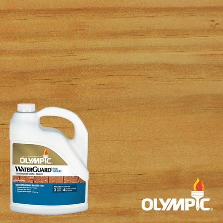 Olympic WaterGuard Exterior Wood Stain & Sealer, Transparent, Sequoia Red, 1 Gallon