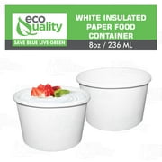 EcoQuality [25 Count] 8 oz Disposable White Paper Soup Containers - Half Pint Ice Cream Containers, Frozen Yogurt Cups, Restaurant, Microwavable, Take Out, to Go Deli Containers, Recyclable